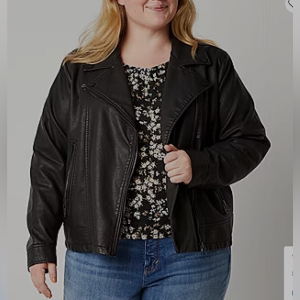 a.n.a Faux Leather Black Rocker Grunge Punk Moto Jacket Size 0X NWT
